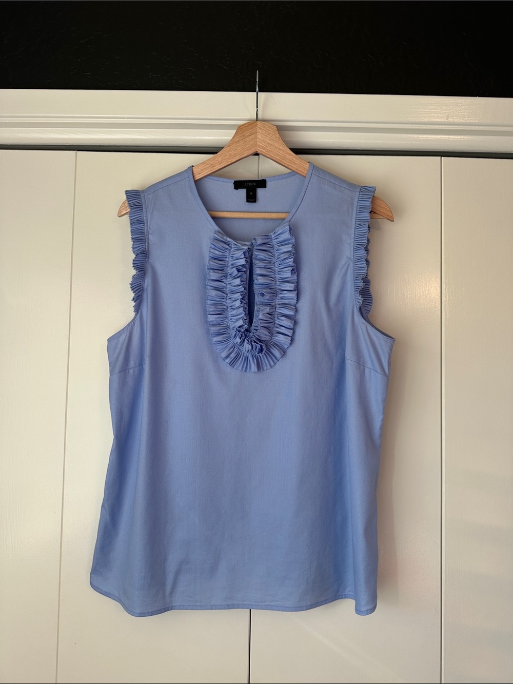 J Crew Light Blue Ruffle-Trim Sleeveless Top - Size 12